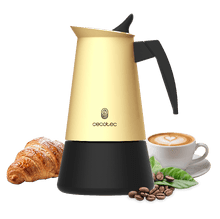Piccolina 600 Bege + Cafeteira italiana feita de aço inoxidável de alta qualidade, ideal para 6 xícaras de café.