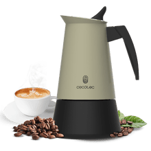 Piccolina 600 Green + Cafetera italiana fabricada en acero inoxidable de alta calidad ideal para 6 tazas de café.