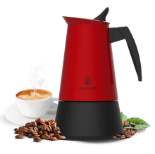 Piccola 900 Red + Caffettiera italiana realizzata in acciaio inox di alta qualità, ideale per 4 tazze di caffè.