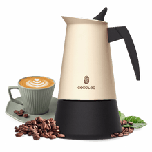 Piccola 900 Beige + Caffettiera italiana realizzata in acciaio inox di alta qualità, ideale per 2 tazze di caffè.