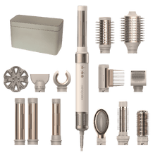 AirGlisse 15in1 Champagne Moldeador multifunción 15 en 1 con tecnología Coanda que moldea, riza, peina, seca y elimina el efecto frizz. Con 3 velocidades, 3 temperaturas, y control inteligente del calor. Motor digital 1400 W de potencia y 110000 rpm. Cabezales con revestimiento de cerámica y queratina.