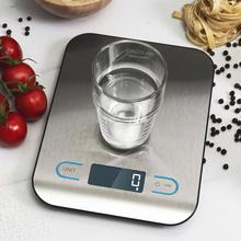 Cook control 20000 Báscula de cocina digital de alta precisión. Con plataforma de acero inoxidable y revestimiento que reduce las huellas, con diseño extraplano, pantalla LCD retroiluminada extragrande, y con capacidad máxima de 10 kg con precisión de 1 gr