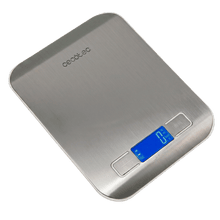 Cook control 20000 Báscula de cocina digital de alta precisión. Con plataforma de acero inoxidable y revestimiento que reduce las huellas, con diseño extraplano, pantalla LCD retroiluminada extragrande, y con capacidad máxima de 10 kg con precisión de 1 gr