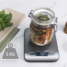 Cook control 20000 Báscula de cocina digital de alta precisión. Con plataforma de acero inoxidable y revestimiento que reduce las huellas, con diseño extraplano, pantalla LCD retroiluminada extragrande, y con capacidad máxima de 10 kg con precisión de 1 gr