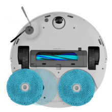 Conga Q200. Robot aspirador y friegasuelos con mopas giratorias elevables. Mopa derecha extensible 55 mm. 25000 Pa y detección avanzada de obstáculos. Limpieza en la base automática con secado con aire caliente. Sistema de cobertura del 100% de esquinas. Cepillo antienredos Hairless. 280 minutos de autonomía.