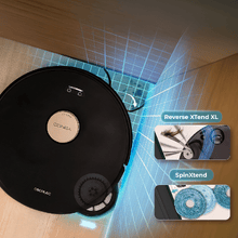Conga Q300. Robot aspirador y friegasuelos con mopas giratorias elevables. Mopa derecha extensible 55 mm. 25000 Pa y detección avanzada de obstáculos. Limpieza en la base automática con agua caliente, detergente y secado con aire caliente. Sistema de cobertura del 100% de esquinas. Cepillo antienredos Hairless. 280 minutos de autonomía.