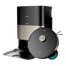 Conga Q300. Robot aspirador y friegasuelos con mopas giratorias elevables. Mopa derecha extensible 55 mm. 25000 Pa y detección avanzada de obstáculos. Limpieza en la base automática con agua caliente, detergente y secado con aire caliente. Sistema de cobertura del 100% de esquinas. Cepillo antienredos Hairless. 280 minutos de autonomía.