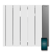 ReadyWarm 6000 HeatCore Ceramic Connected, emettitore termico da 1500 W con 5 moduli, controllo tramite app e display LCD, termostato regolabile, programmatore settimanale, misuratore di consumo e massima sicurezza.