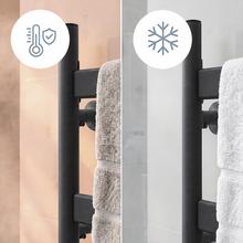 ReadyWarm 15500 Linear Towel Black Toallero eléctrico de diseño con barras giratorias, temporizador 9h, temperatura ajustable, pantalla LED