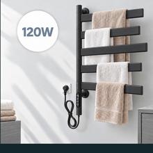 ReadyWarm 15500 Linear Towel Black Toallero eléctrico de diseño con barras giratorias, temporizador 9h, temperatura ajustable, pantalla LED