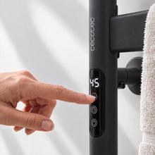 ReadyWarm 15500 Linear Towel Black Toallero eléctrico de diseño con barras giratorias, temporizador 9h, temperatura ajustable, pantalla LED