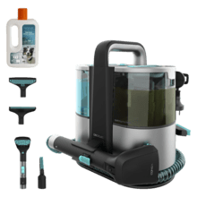 Conga 4000 Carpet&Spot Clean XL Neo Teppichreiniger. 600 W Leistung und 14 kPa Saugkraft. Zwei Tanks: Frischwasser und Schmutzwasser. Wassersprüher. Fensteraufsatz und drei Saugdüsen.