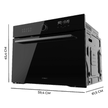 Bolero Hexa AF314510 Glass Black A Horno integrable Airfryer Glass Black de 53L de capacidad, 11 funciones con Airfryer Master, Pizza Master, Steam Asisst, Steam EasyClean, 3D cooking, Clase A.