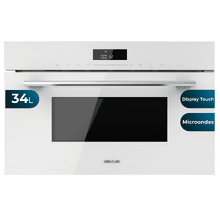 Bolero Hexa MW703810 Glass White Microondas integrable con grill de 34 L: 900 W de microondas, grill de 1100 W, modo combinado, descongelación por peso o tiempo y 10 menús automáticos.
