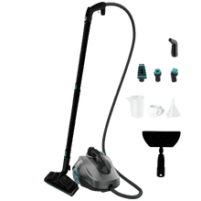 HydroSteam 2000 Easy Home Ultra Vaporeta de trineo con potencia de 2000W. Limpia y desinfecta para acabados perfectos. Hasta 150 minutos de trabajo continuo ininterrumpido. Depósito XXL de 2l . 5 bares de presión. Kit de 16 accesorios. Limpia en cualquier superficie