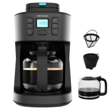 Coffee 66 Grind & Drop Cafetera de goteo digital de 12 tazas con acabado en acero inoxidable e intensificador de aroma.