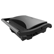 Rock'Ngrill Dark 1000 Pro Parrilla eléctrica de 1000 W con revestimiento RockStone, antiadherente y placa superior flotante.