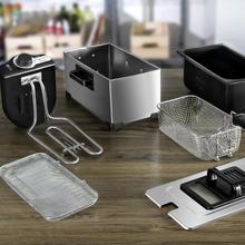 Cleanfry 3 L+ Freidora eléctrica de 3 litros de acero inoxidable con filtro OilClean que mantiene el aceite limpio, 2000 W de potencia, tapa con ventana de visión y filtro antiolores.