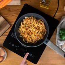 Full Crystal Onyx Heat Plaque à induction numérique avec verre de sécurité et contrôle tactile. Couleur noire.