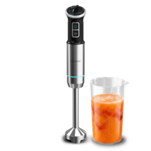 Power Neutron 1100MAX Ultra Batidora de Mano de 1100 W de maxima potencia, Tecnología Crossblades Con Cuchillas De 4 Hojas Con Recubrimiento De Titanio Negro, Pie Xl Extralargo, Campana Antisalpicaduras Y Selector De Velocidad Con Función Turbo. Incluye Vaso De 800 Ml