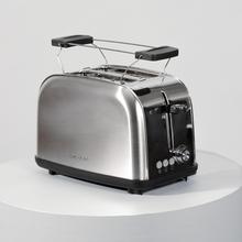 Toastin' time 850 Inox LiteTostador vertical de acero con doble ranura corta, 850 W de potencia y soporte para panecillos.