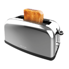 Toastin' time 1100 Inox Long Lite Plus Tostador vertical de acero con una ranura larga y 850 W de potencia.