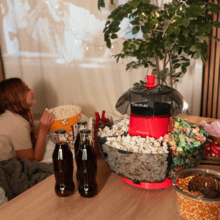 Fun&Taste P'Corn Lotus+ Palomitero de 1200 W, Palomitas Listas En 2 Minutos, incluye 4 recipientes extraíbles con una capacidad total de 4,5 L.