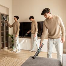 Conga Rockstar Micro+ Clean&Car X-Treme Aspiradora de mano con motor Digital Brushless de 210 W y 20 kPa de poder de succión. Autonomía de hasta 40 minutos. Cargador de coche de 12 V. Dos modos de potencia. Con accesorio 2 en 1, accesorio de tapicerías, accesorio motorizado de tapicerías y colchones y el soporte de pared.