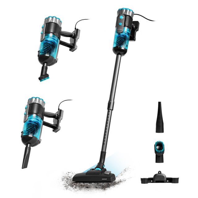 Conga PopStar 600 X-Treme Aspirador vertical con cable . Potencia máxima de hasta 600 W y poder de succión de hasta 18 kPa. Depósito de 500 ml.