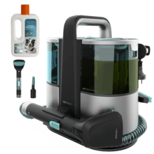 Conga 4000 Nettoyage Tapis et Taches XL Nettoyeur de tissus d'ameublement X-Treme d'une puissance de 600 W et d'une pression de 14 kPa. Deux réservoirs : eau propre et eau sale. Pulvérisateur d'eau. Accessoire pour vitres et trois embouts d'aspiration.