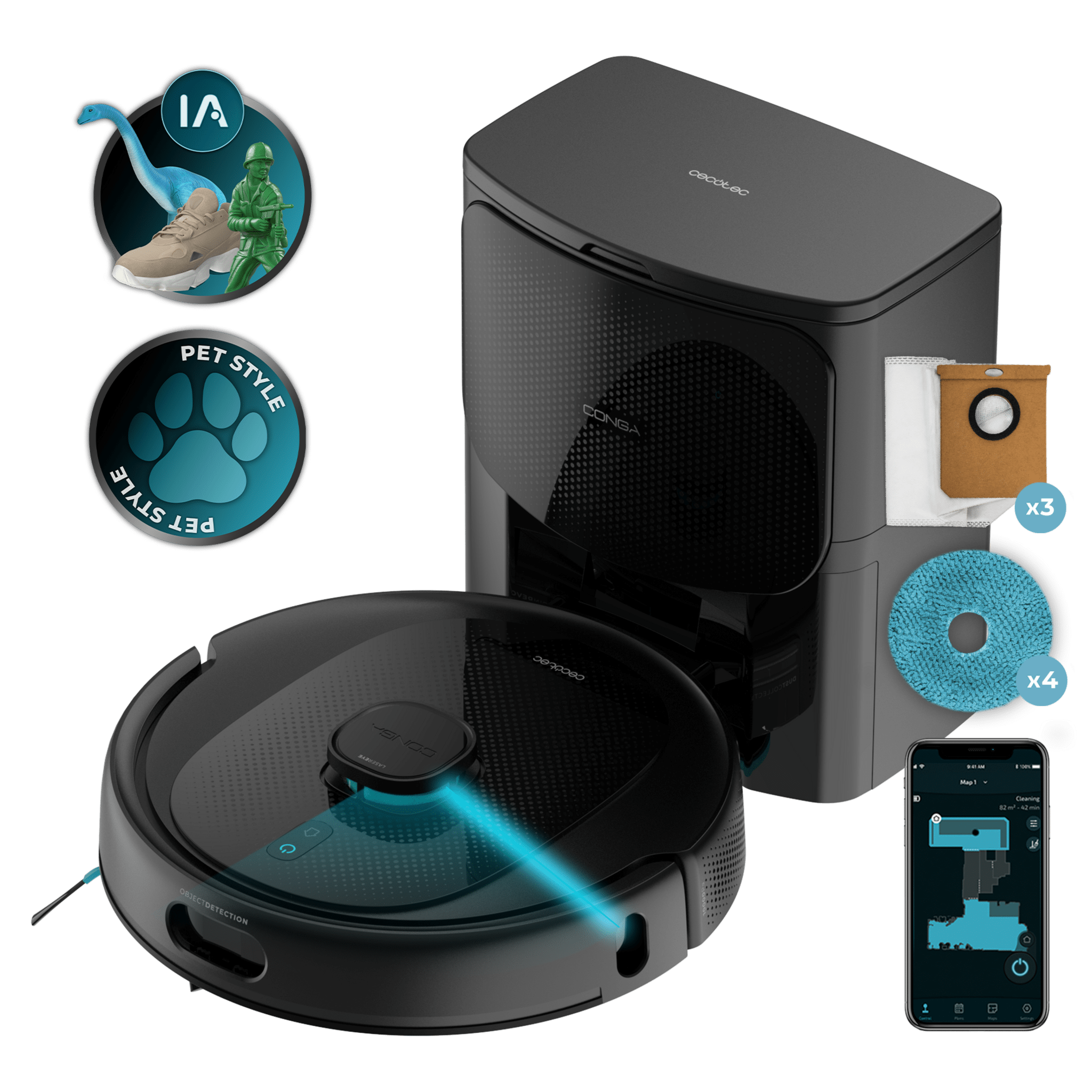 Conga Y80 Pearl - Robot Aspirapolvere Cecotec