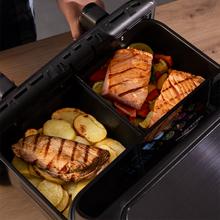 Cecofry&Grill Duoheat 10000 Freidora de aire con cuatro resistencias para dorado perfecto y sabor de parrilla en carnes, capacidad de 10 litros, potencia de 2800 W para platos saludables y pared divisoria móvil para optar entre dos cestillos con temperatura dual o convertirse en una sola cubeta.