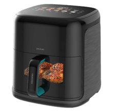 La friggitrice ad aria Cecofry&Grill Smokin'Prime 6500 è dotata di doppio elemento riscaldante per una perfetta doratura e un sapore grigliato alle carni, ha una capacità di 6,5 litri e una potenza di 2200 W per piatti sani.