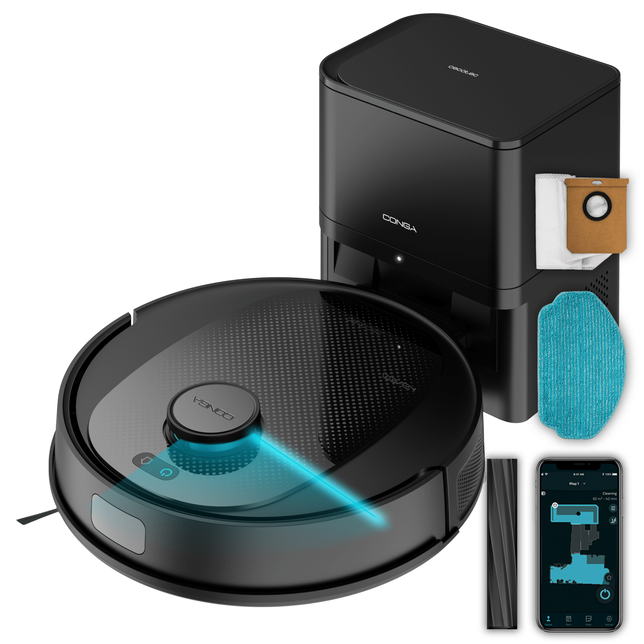 Cecotec Conga 7690 Immortal Max Home M con app, mopa y base de autovaciado