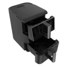 Cecofry DuoLevel 10000 DuoSize Window Freidora de aire de 10L con ventanas, con cubetas superpuestas de 3.5L y 6.5L, 2000 W de potencia, control táctil, y 10 programas preconfigurados para una cocción rápida y saludable.
