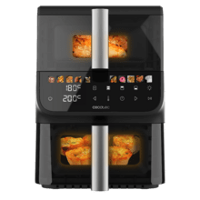 Cecofry DuoLevel 10000 DuoSize Window Freidora de aire de 10L con ventanas, con cubetas superpuestas de 3.5L y 6.5L, 2000 W de potencia, control táctil, y 10 programas preconfigurados para una cocción rápida y saludable.