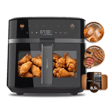 Cecofry&Crunch 8500 Pro Cecotec Freidora de Aire de 8 L  2150 W, Motor CookBoost BLDC, Sonda Térmica, Función Ahumado por Pellets, Hasta 230 ºC, Recubrimiento Cerámico, Panel Táctil
