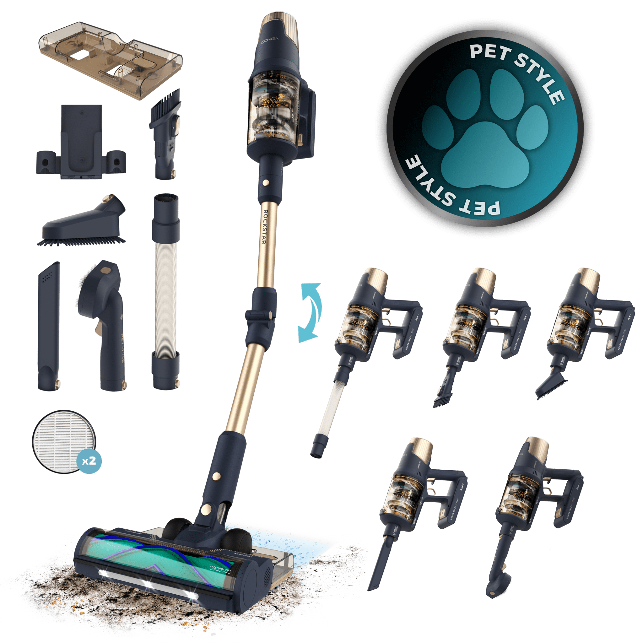 Conga Rockstar RX70 AquaPet Flex X-Treme Aspirador vertical