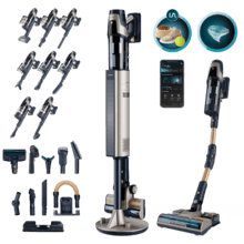 Conga Rockstar RZ90 AI AquaPet Flex Connected X-Treme Aspirador vertical con base de autovaciado. 310 AW y 850 W. Tubo flexible. Inteligencia Artificial y contador de partículas. APP. Cepillo de animales y accesorio WaterTank de fregado.