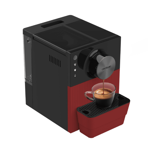 Vista lateral de la cafetera superautomática CECOTEC Cremmaet Cube Red