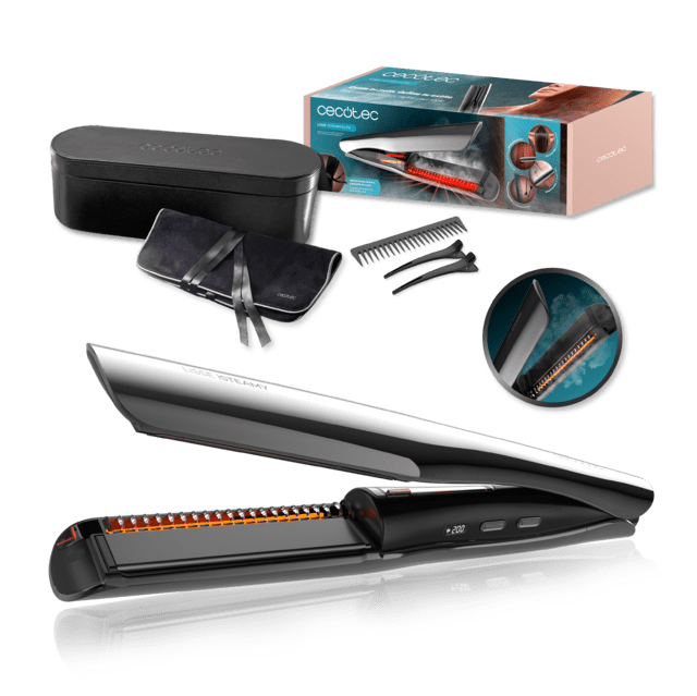 Lisse iSteamy Elite Prancha de Cabelo a Vapor e Infravermelhos, Alisamento Perfeito sem Danos, Hidratação Profunda e Acabamento Brilhante, Enrola e Alisa, Temperatura Regulável, Design Premium + Estojo de Luxo