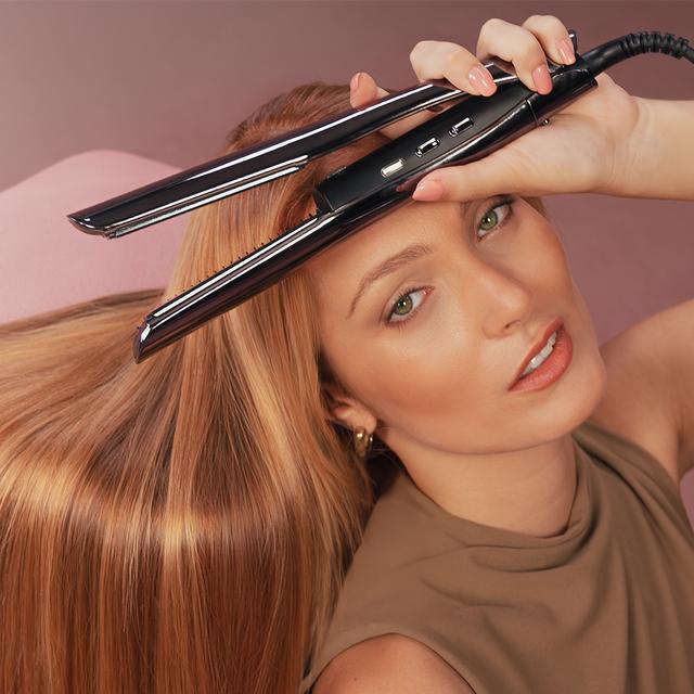 Lisse iSteamy Elite Prancha de Cabelo a Vapor e Infravermelhos, Alisamento Perfeito sem Danos, Hidratação Profunda e Acabamento Brilhante, Enrola e Alisa, Temperatura Regulável, Design Premium + Estojo de Luxo