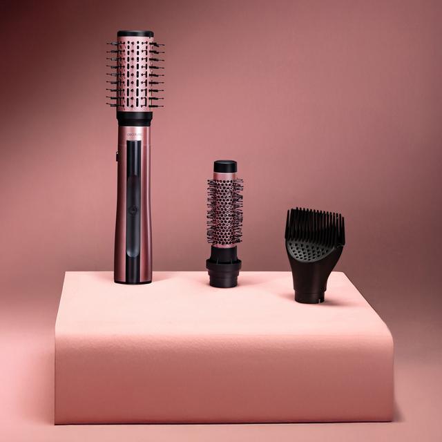 CeramicCare 3in1 AirBrush Elite Escova de Ar com Função Iónica, Seca, Modela e Dá Volume, Ecrã de Temperatura, 1200W de Potência, Revestimento de Cerâmica, 3 Modos de Calor, Escovas de 50 mm, 33 mm e Cabeça Volumizadora, Ganchos e pente de dentes largos