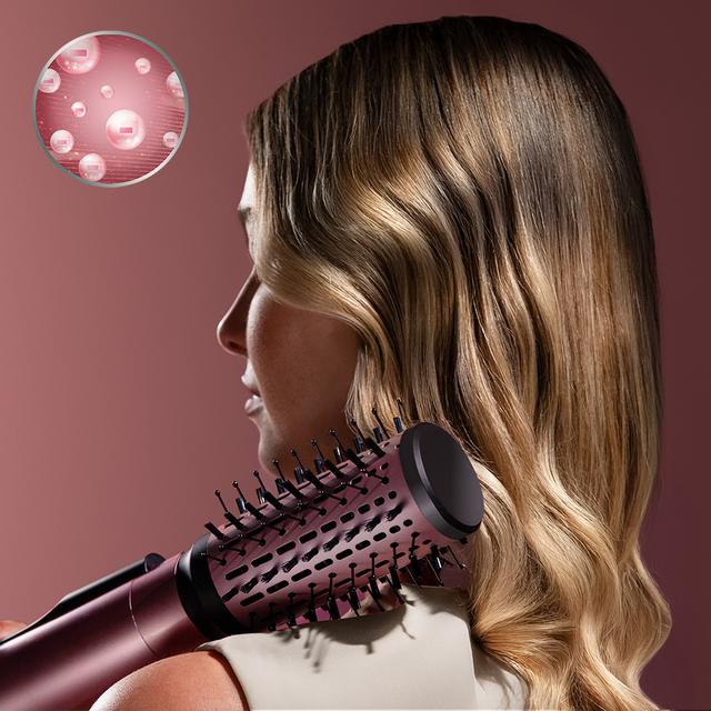 CeramicCare 3in1 AirBrush Elite Escova de Ar com Função Iónica, Seca, Modela e Dá Volume, Ecrã de Temperatura, 1200W de Potência, Revestimento de Cerâmica, 3 Modos de Calor, Escovas de 50 mm, 33 mm e Cabeça Volumizadora, Ganchos e pente de dentes largos