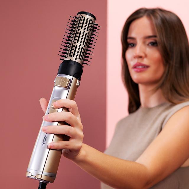 CeramicCare 5in1 AirBrush Gyro Elite – Cepillo de aire rotativo con 5 Cabezas. Seca, Riza, Moldea y Da Volumen. Función Rotativa Bidireccional. Revestimiento de Cerámica. Función Iónica. 1100W. Punta Fría. 3 Modos de Temperatura y Velocidad. Clips y peine de púas anchas