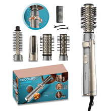 CeramicCare 5in1 AirBrush Gyro Elite – Cepillo de aire rotativo con 5 Cabezas. Seca, Riza, Moldea y Da Volumen. Función Rotativa Bidireccional. Revestimiento de Cerámica. Función Iónica. 1100W. Punta Fría. 3 Modos de Temperatura y Velocidad. Clips y peine de púas anchas