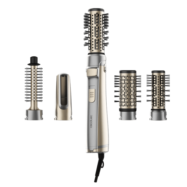 CeramicCare 5in1 AirBrush Gyro Elite – Cepillo de aire rotativo con 5 Cabezas. Seca, Riza, Moldea y Da Volumen. Función Rotativa Bidireccional. Revestimiento de Cerámica. Función Iónica. 1100W. Punta Fría. 3 Modos de Temperatura y Velocidad. Clips y peine de púas anchas