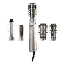 CeramicCare 5in1 AirBrush Gyro Elite – Cepillo de aire rotativo con 5 Cabezas. Seca, Riza, Moldea y Da Volumen. Función Rotativa Bidireccional. Revestimiento de Cerámica. Función Iónica. 1100W. Punta Fría. 3 Modos de Temperatura y Velocidad. Clips y peine de púas anchas