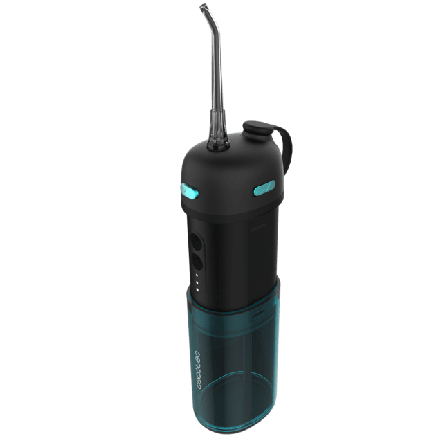 ToothCare Jet Clean Splash Irrigador compacto y ligero de viaje con 3 modos y hasta 8 intensidades, con 150 ml de capacidad y con 3 boquillas intercambiables.