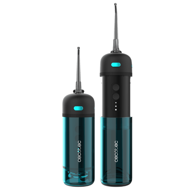 ToothCare Jet Clean Splash Irrigador compacto y ligero de viaje con 3 modos y hasta 8 intensidades, con 150 ml de capacidad y con 3 boquillas intercambiables.